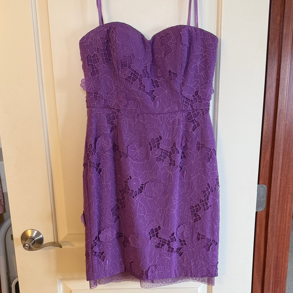 BCBGMaxAzria Purple Lace Midi Dress